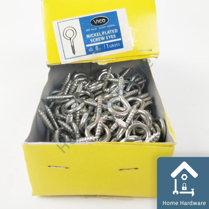 Sekrup Gantung Tutup / Screw Eyes no. 6 isi 144 pcs