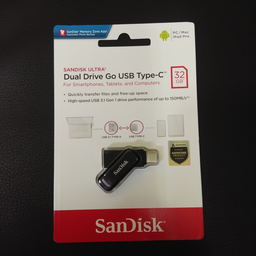 SanDisk Ultra Dual Drive Go USB Type-C Flashdisk OTG 32GB 150Mb/s