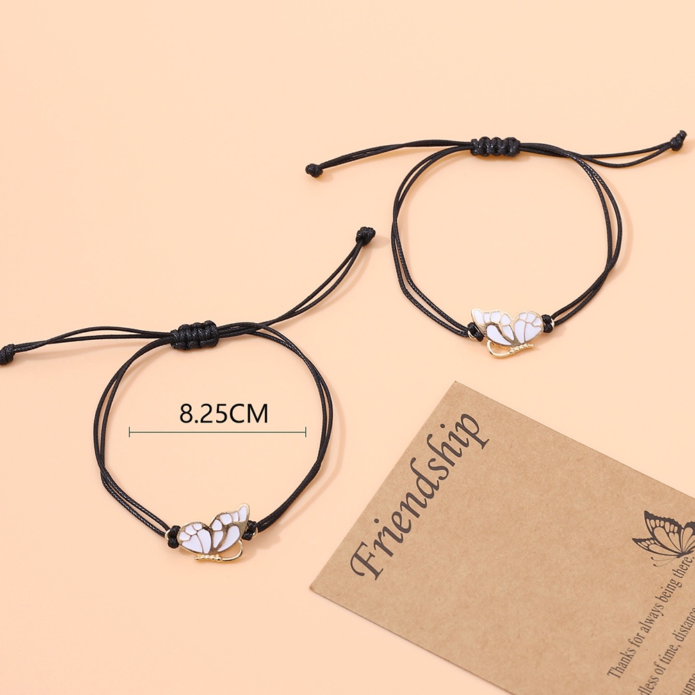 2 Pcs Gelang Desain Kunci Ular Butterfly Bahan Woven Untuk Pria Dan Wanita