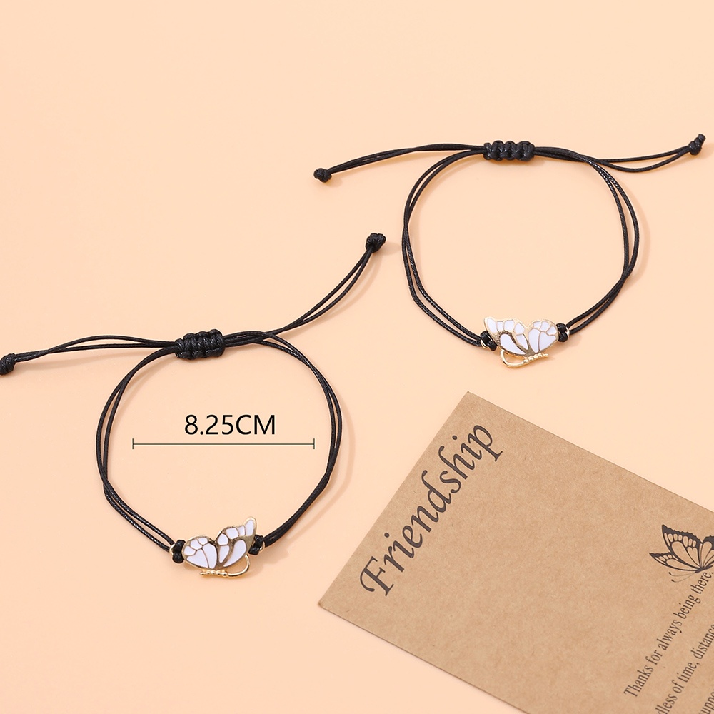 2pcs / set Gelang Tali Tangan Model Kepang Desain Kupu-Kupu Warna Silver Emas Untuk Aksesoris Butterfly