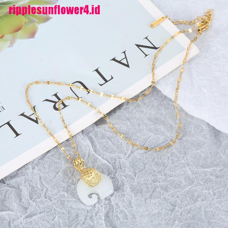 2021 Kalung Choker Liontin Batu Giok Hetian Putih Bentuk Gajah Vintage Untuk Wanita