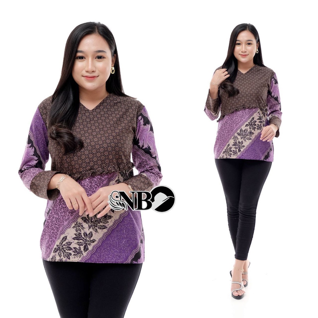 tey-17 Batik wanita ASJ SA HRB026 Kenongo Kemeja Tosca Pendek Blouse Batik