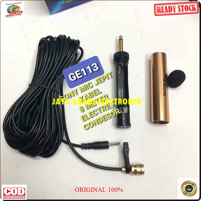 G113 SONY MIC JEPIT KERAH KANCING BAJU KABEL 8 METER CLIP ON MIKROPHONE BEST MICROPHONE COCOK UNTUK IMAM MASJID CERAMAH DLL BISA UNTUK SEGALA JENIS AUDIO KHUALITAS SUARA JERNIH PRODUK BERKHUALITAS HARGA TERJANGKAU