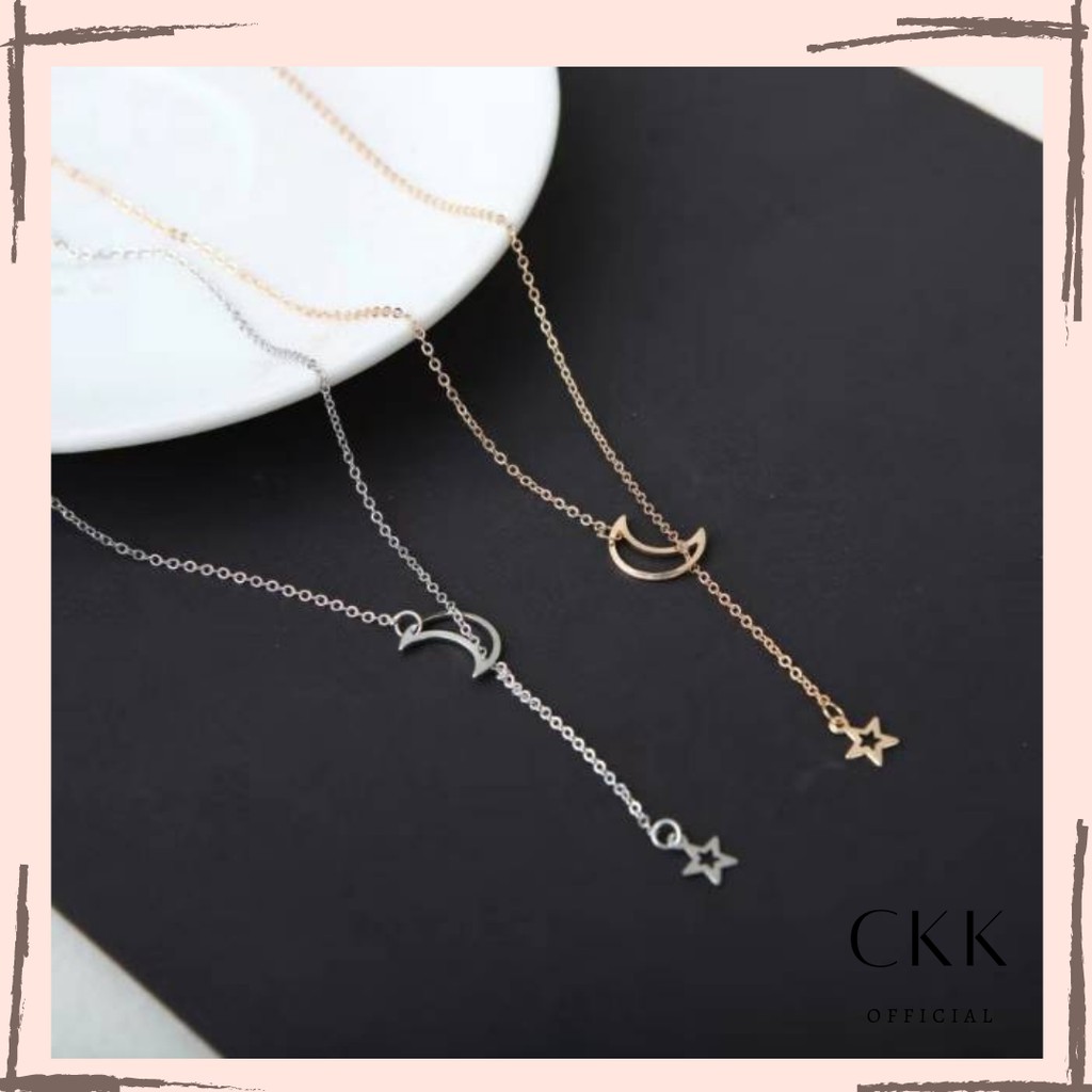 ➰CKK➰ Kalung Wanita Simple FA67 bulan bintang moon stars necklace