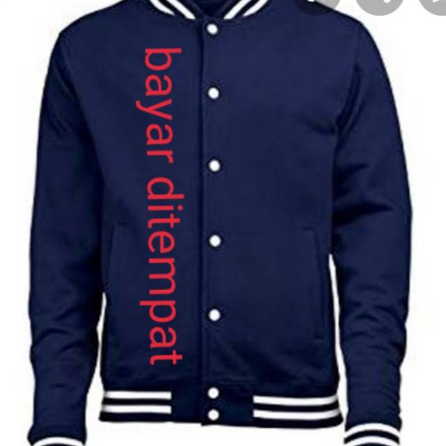 Jaket pria - sweater besbol kancing nevy - sweater pria - jaket sweater hody besbol pria terbaru