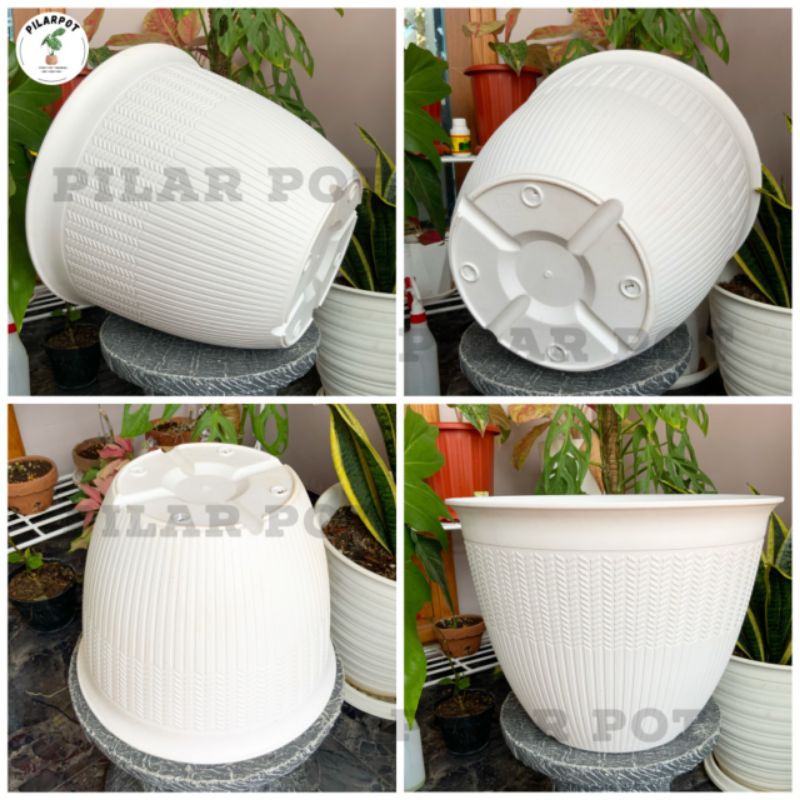 pot bunga tanaman cjp padi 40cm putih - CJP PADI 40 PUTIH 9940