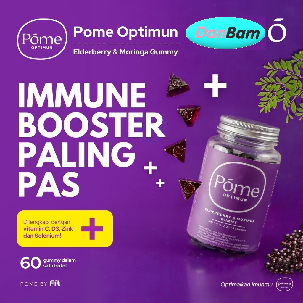 Paket 1 Botol Pome Gummy ACV + Pome Gummy Optimun Superfood Suplemen