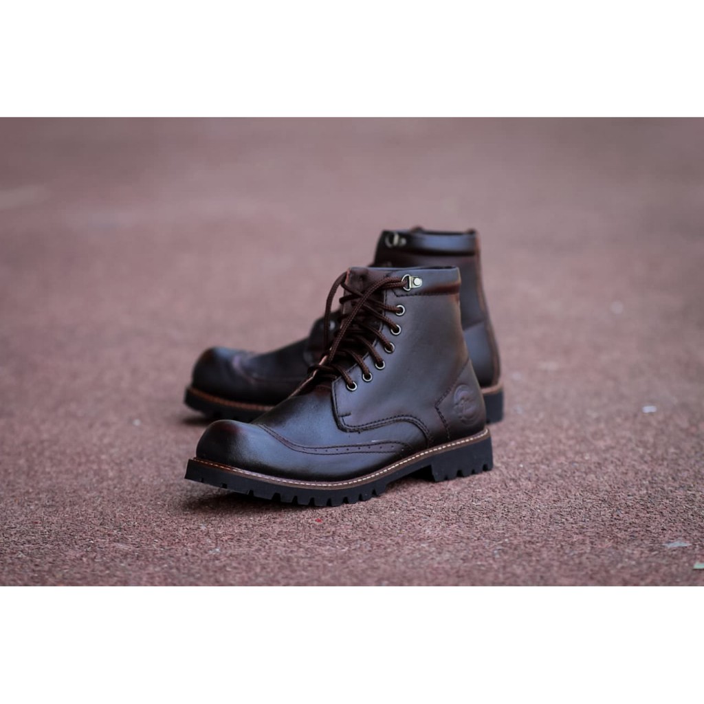 Sepatu Boots Pria Kulit Sapi Asli Klasik Safety Ujung Besi - KAMFA