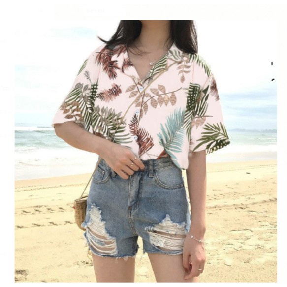 FANESAFASHION kemeja wanita PALM  LD 92cm PENDEK-4