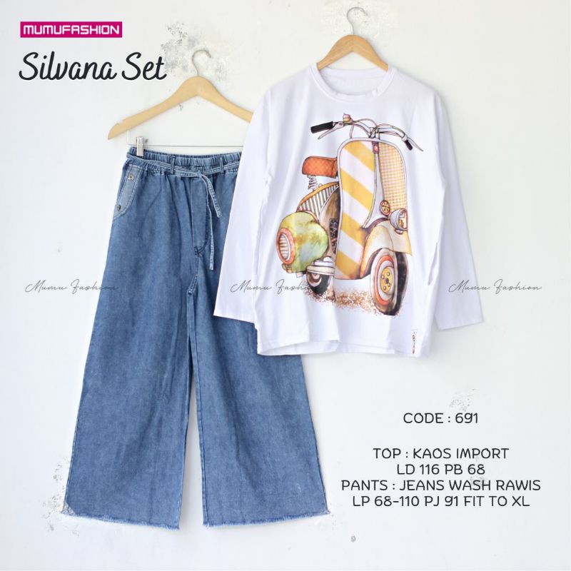 TKG - DOING SET JEANS || VESPA SET JEANS Setelan Celana Kaos Oversize Modis Kekinian by Mumu Fashion