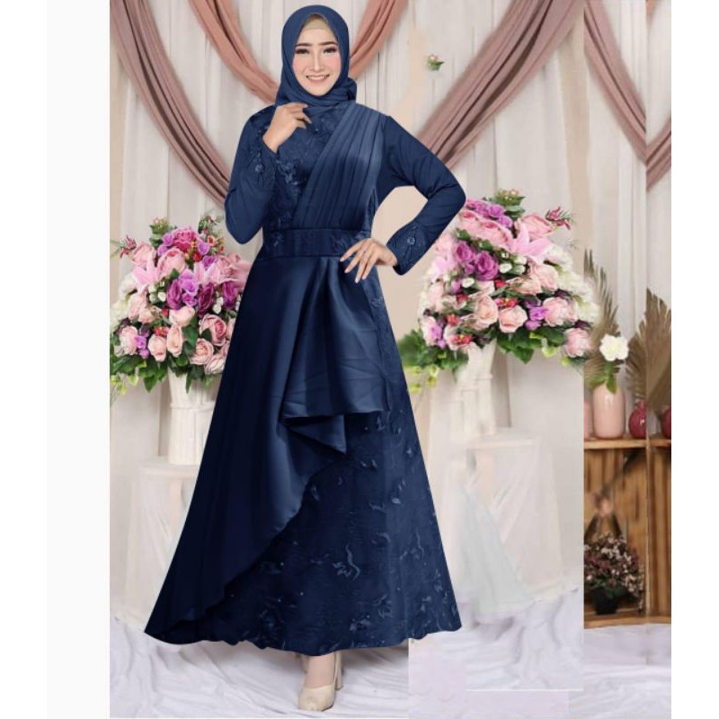 (MODEL BARU)SIZE S/M,L,XL,XXL GAMIS MAXI RENA/GAMIS BRUKAT TILLE/GAMIS KONDANGAN/GAMIS MUSLIM WANITA