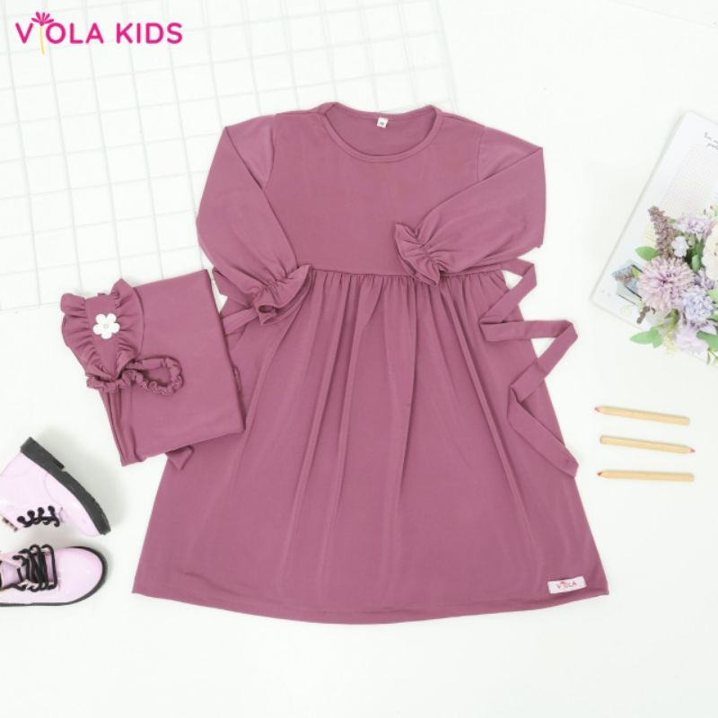 gamis muslim anak perempuan viola set hijab