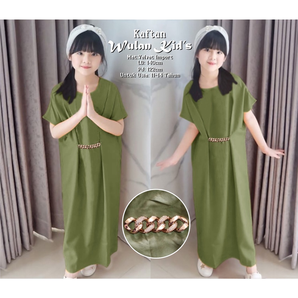 Baju Kaftan Anak Tanggung Wulan Kid’s Usia 11-14 Tahun Kaftan Anak Kekinian Viral Bisa Bayar Ditempat COD