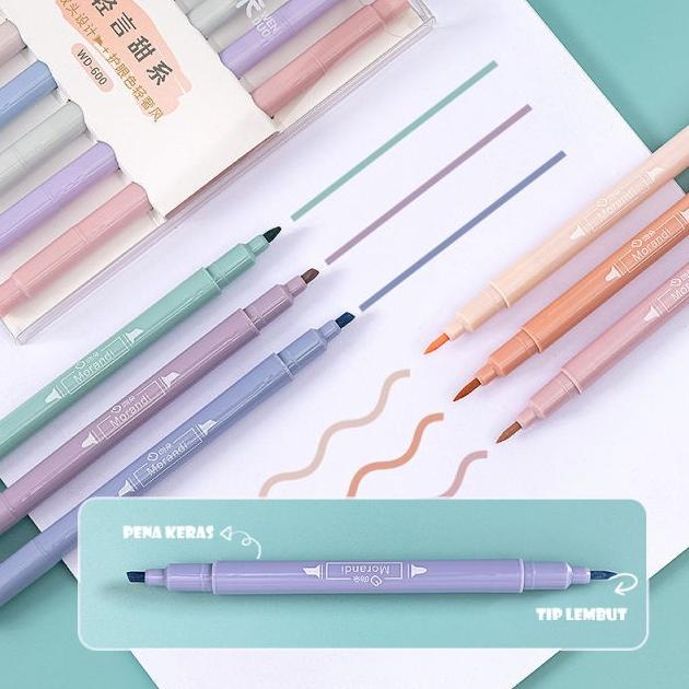 

Highlighter Pen Dual Highlighter Warna Pastel Set 6pc Creative Journal