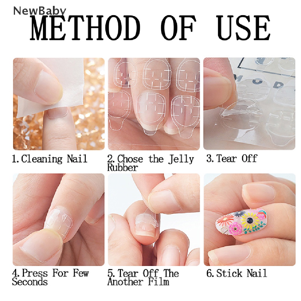 Stiker Kuku Palsu Dua Sisi Dengan Lem Untuk Dekorasi Nail art DIY