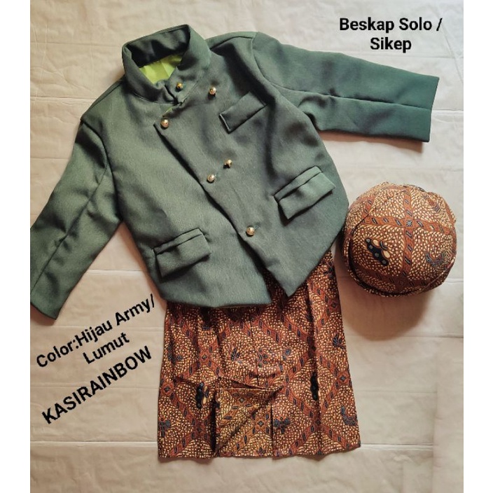 Pakaian Adat Jawa Anak & Bayi Warna Army