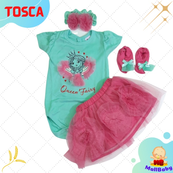 Baju Bayi Perempuan 3 6 9 12 Bulan Setelan Jumper Set Bandana Sepatu Bayi Queen Fairy Peri