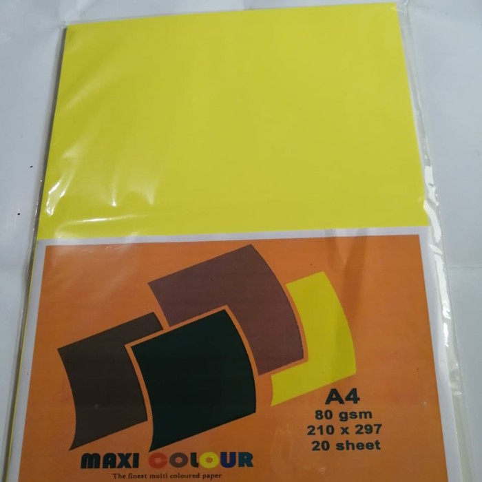 

Kertas HVS Warna A4 Maxi Colour Warna Cyber Yellow 80gr isi 20 lembar