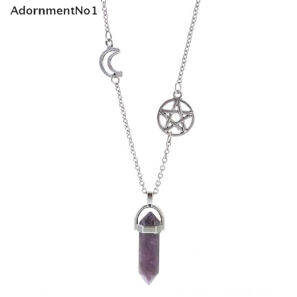 (AdornmentNo1) Kalung Rantai Dengan Liontin Batu Chakra Bentuk Bintang Pentagram Untuk Wanita