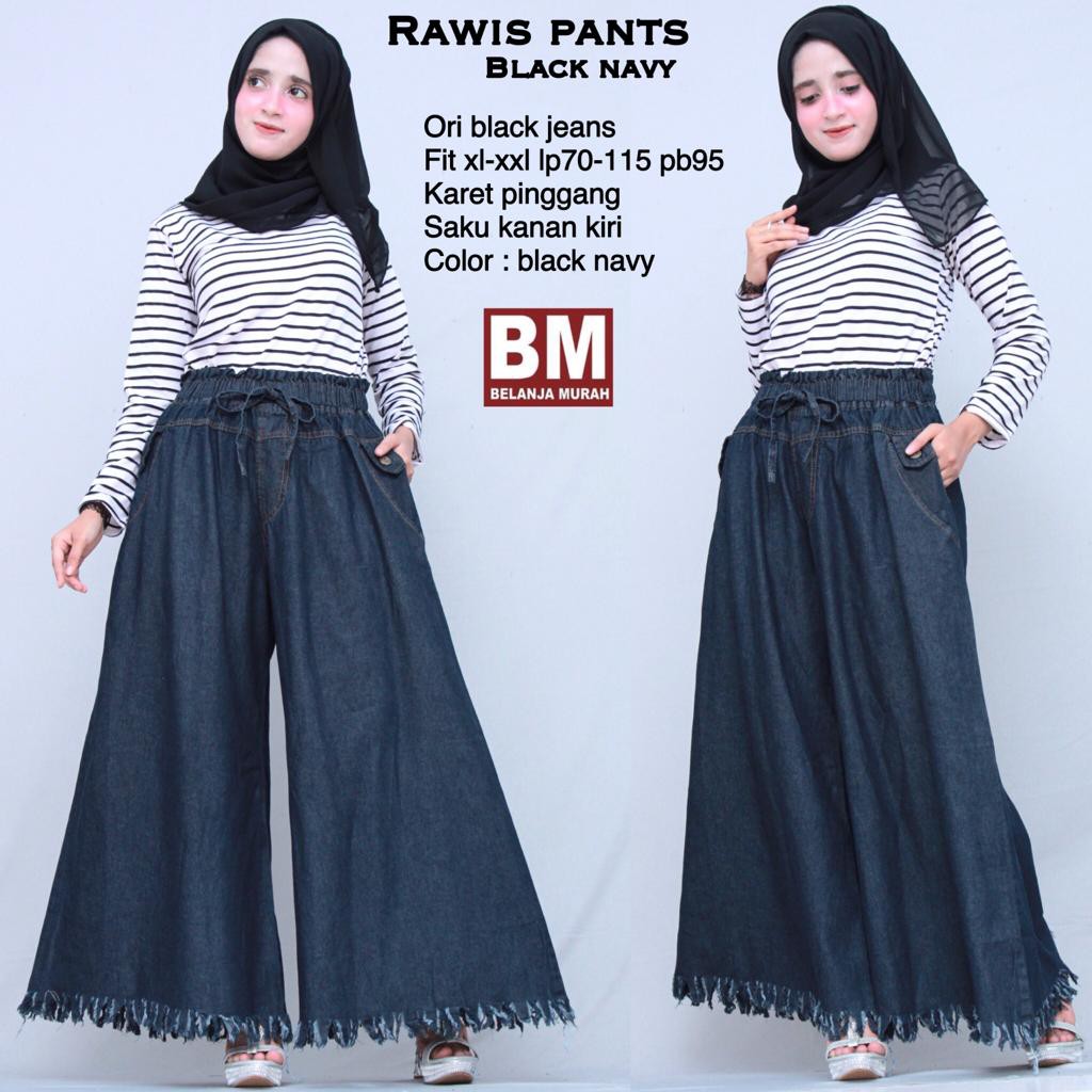 celana kulot wanita rawis pants blueblack bm