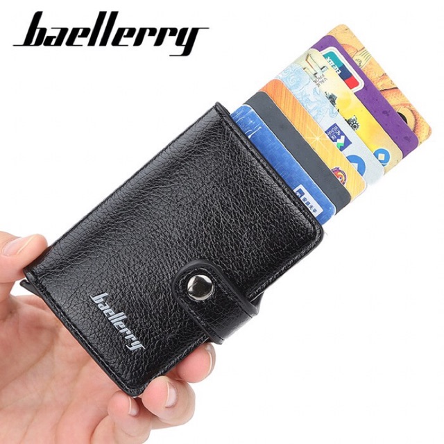 Baellerry RFID Anti Theft Card Wallet + Box Dompet Kartu Kulit K9110