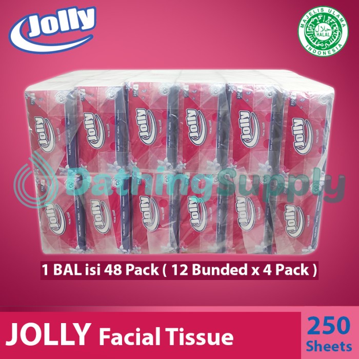 Grosir Tissue JOLLY Facial 250 Sheet Tisu Wajah 1 Bal Dus isi 48 Pack