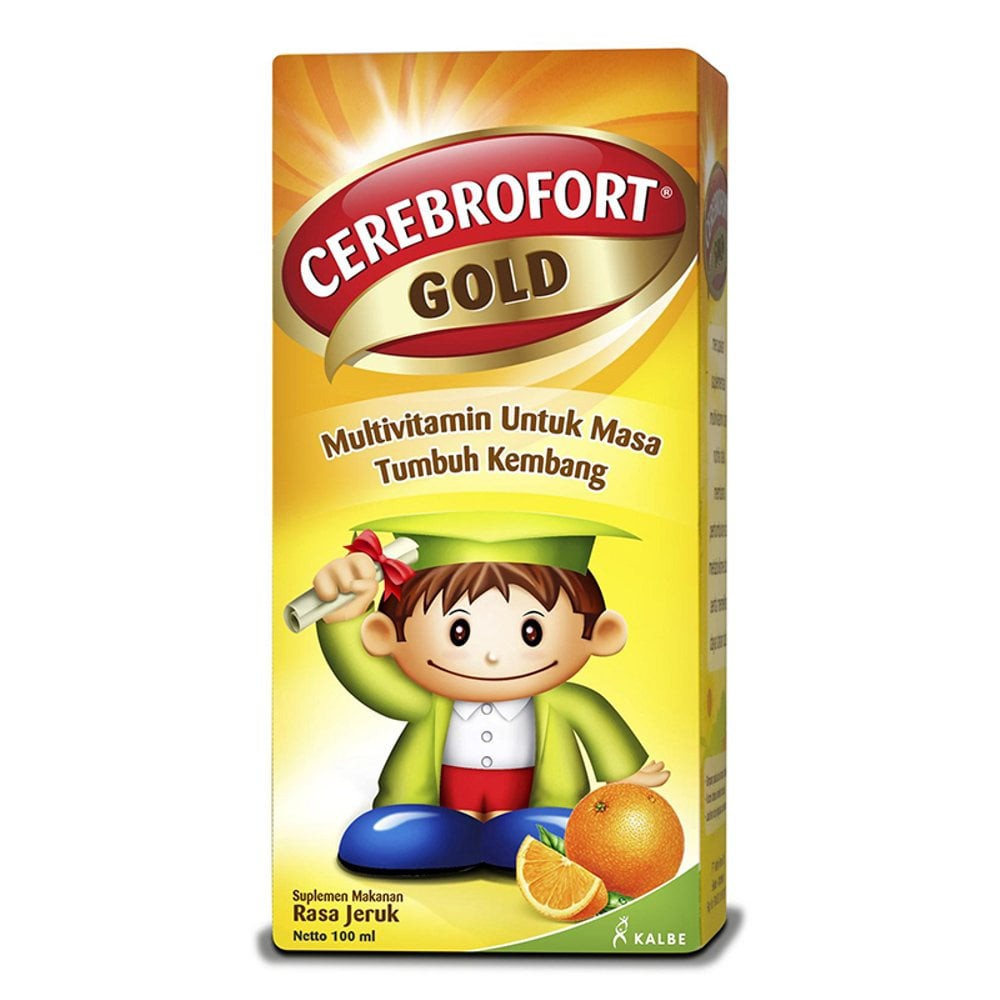 CEREBROFORT GOLD 100 ML Rasa Jeruk dan Strawberry - Vitamin Suplemen Anak Daya Tahan Tubuh
