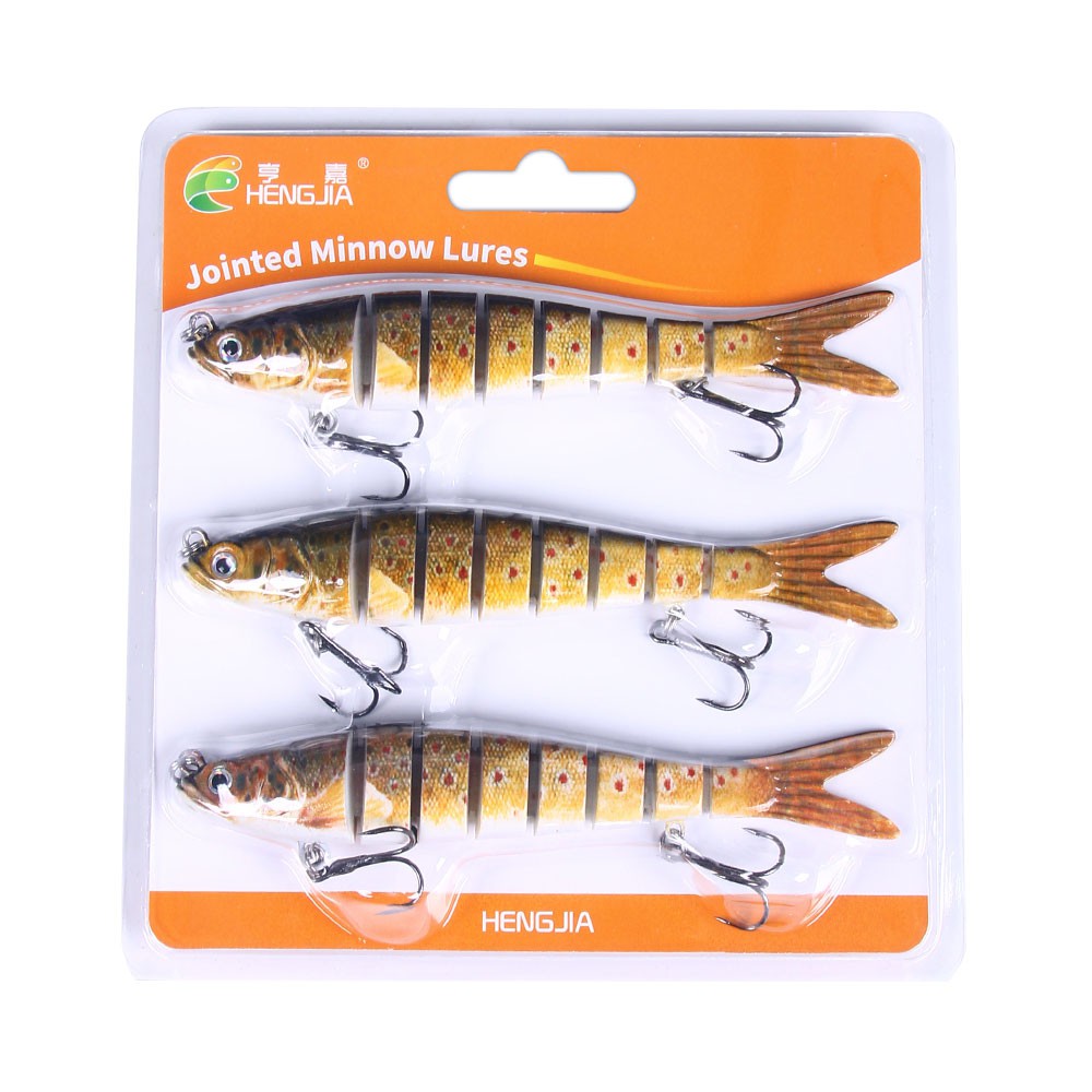 Hengjia 3pcs / Set Umpan Pancing Ikan Minnow Imitasi Bahan Plastik 13.7cm 27g Warna Campur