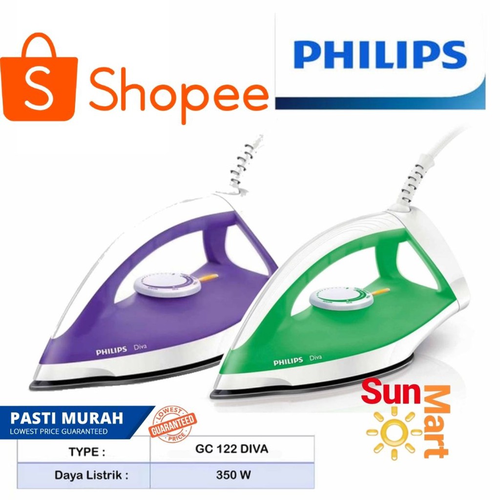 Termurah!! Setrika Philips GC 122 Berkualitas Murah / Dry Iron Diva Philips GC 122 GARANSI RESMI