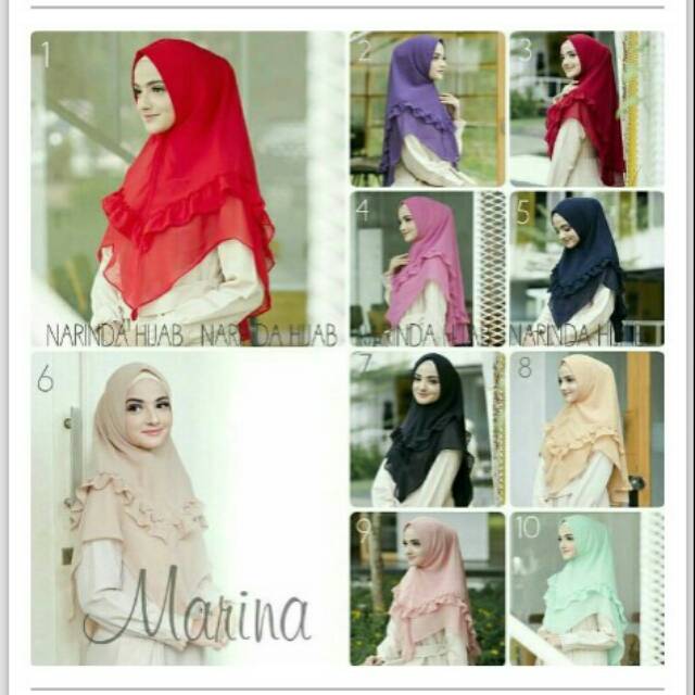 Jilbab Marina 2 layer tumpuk rempel atas terlaris terbaru grosir ecer bandung kudus tanah abang