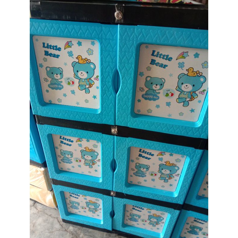 lemari plastik 3 tingkat + kunci