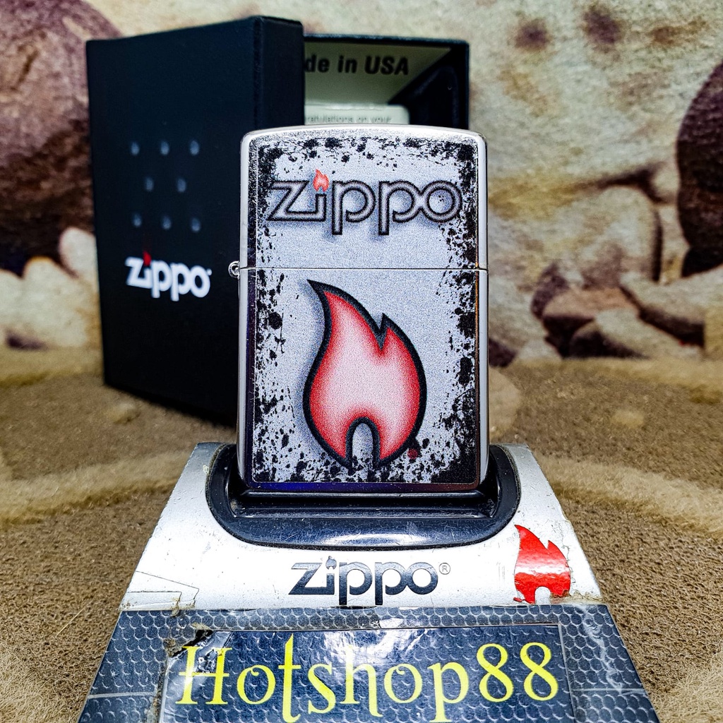 ⭐⭐⭐⭐⭐ Zippo Original Flame Street Chrome 49576 MADE IN USA