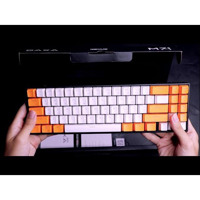REXUS DAXA M71 PRO RGB WIRELESS MECHANICAL KEYBOARD GAMING BLUETOOTH - WHITE ORANGE, BLUE SWITCH