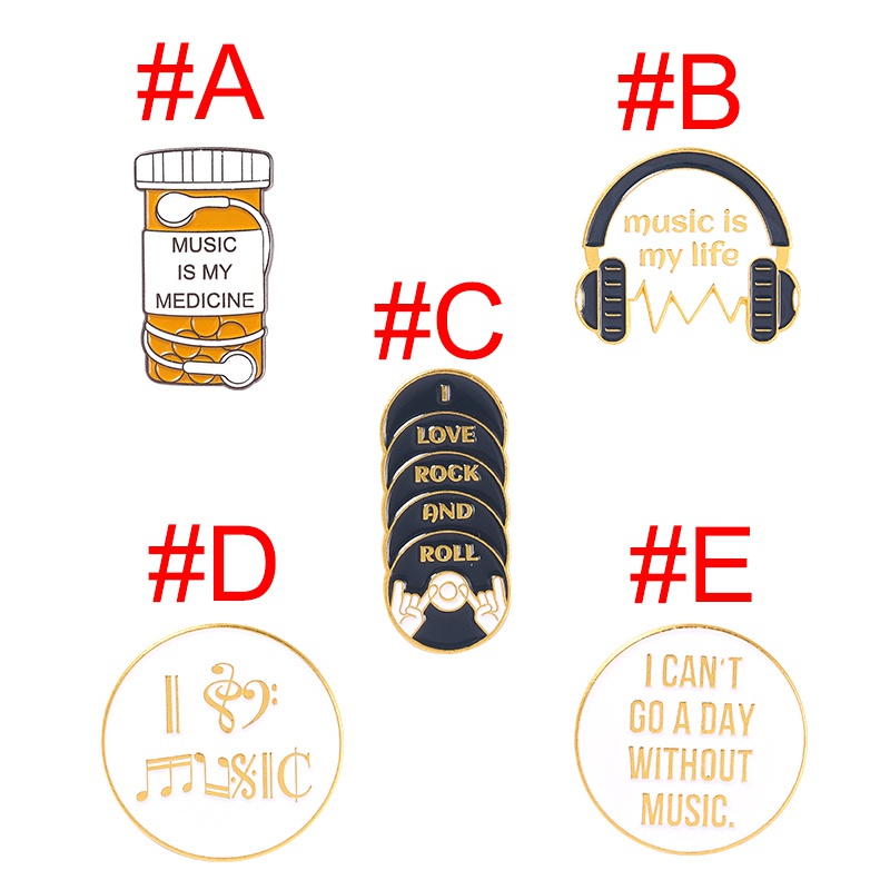 Bros Pin Enamel Desain Music Is My Obat Untuk Hadiah Teman