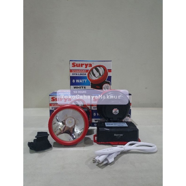 HeadLamp / Senter Kepala Rechargable 8w 8watt SYH L083A Surya Standart