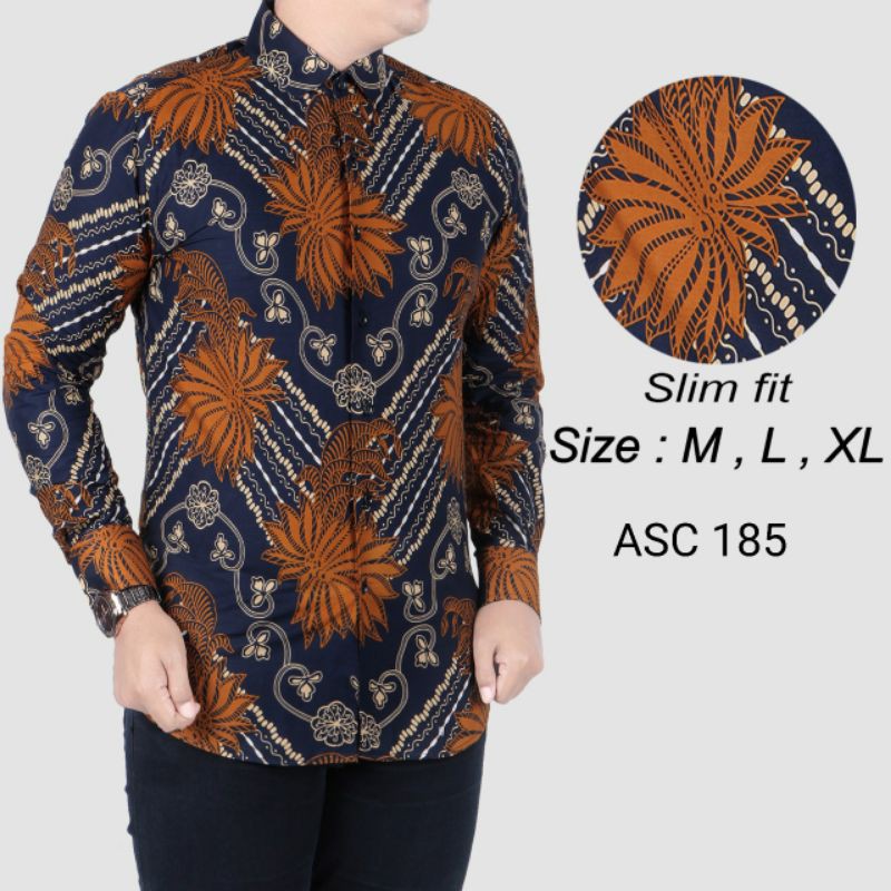 BAJU BATIK PRIA SLIM FIT MODERN LENGAN PANJANG  BATIK SLIMFIT LB106