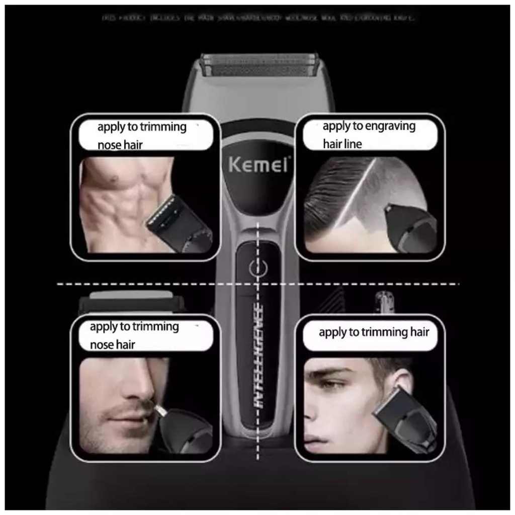Kemei Alat Cukur Rambut Multifungsi Hair Clipper Grooming Kit Serbaguna Mesin Cukuran Jenggot Kumis Bulu Hidung Rambut KM 671