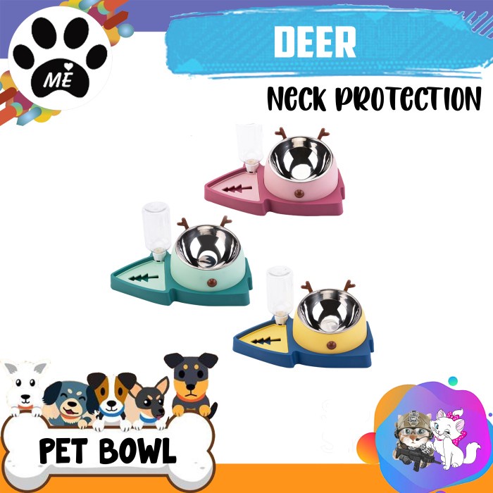 Pet Bowl &quot;DEER NECK PROTECTION&quot; With Bottle For Dog &amp; Cat