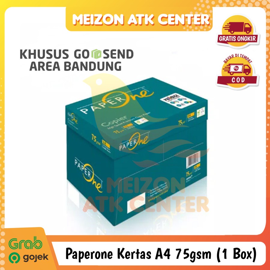 KHUSUS GOSEND PAPERONE Kertas A4 75 Gram Kertas Fotocopy HVS [1 BOX 5 RIM]