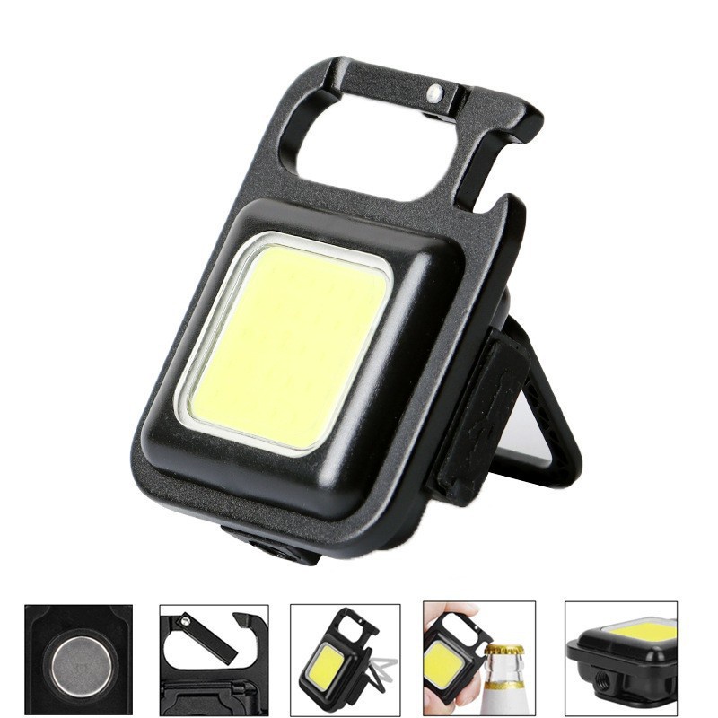 Lampu Senter Led Cob Mini Usb Rechargeable Dengan Gantungan Kunci Untuk Outdoor / Camping / Memancing
