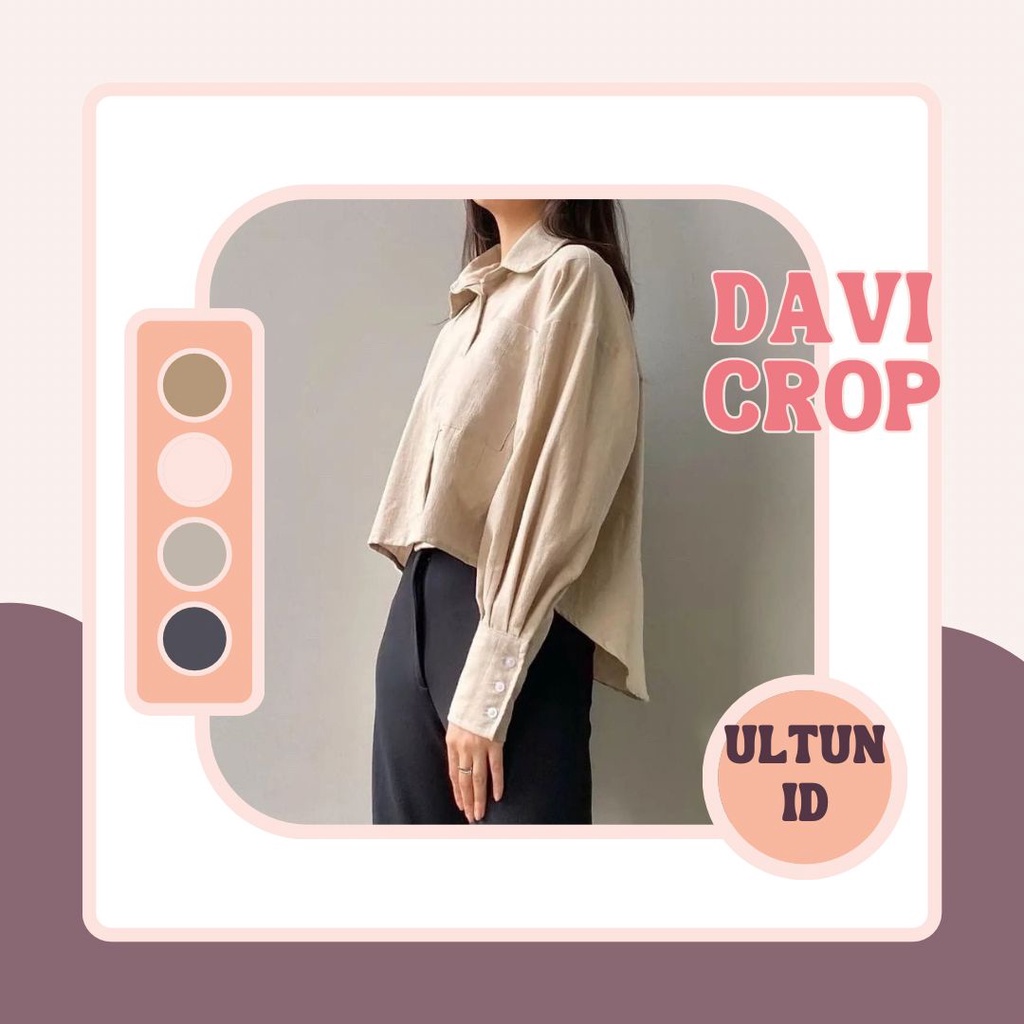 Davi Kemeja Crop -Linen - Kemeja Crop Wanita - Kemeja Oversize Wanita -Lengan Panjang - Atasan Wanita- Kemeja Wanita