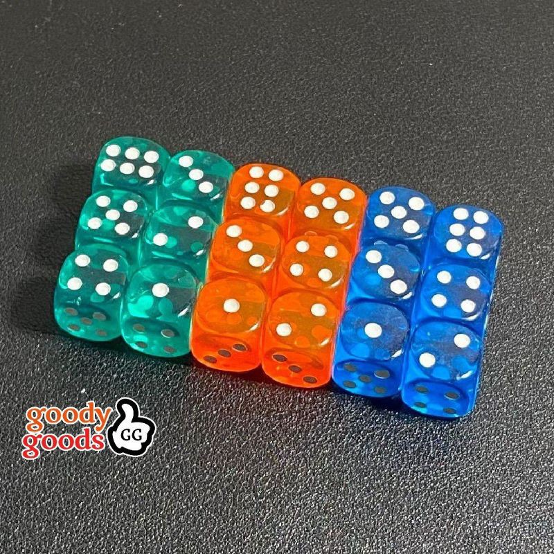 Dadu Main Transparan 14mm (6pcs)