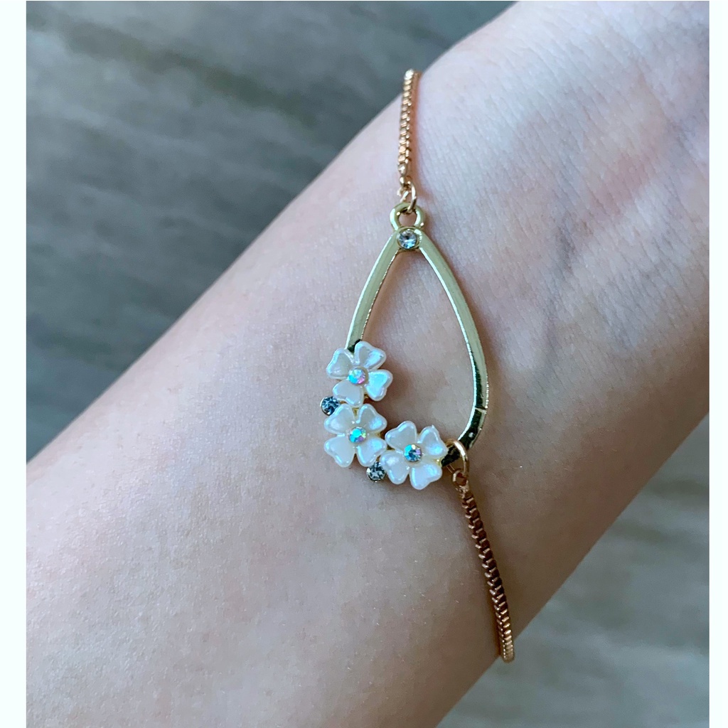 Gelang Serut titanium emas wanita berlian fashion wanita korea gelang tangan mutiara rantai Xuping bracelet aksesoris-#9