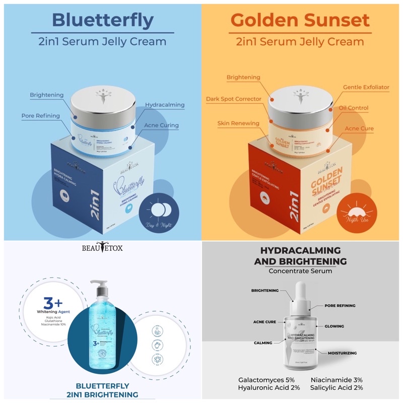 SKINCARE BEAUTETOX‼️ BLUETTERFLY SOAP‼️CONCENTRATE SERUM‼️GOLDEN SUNSET SERUM JELLY CREAM‼️BLUETTERFLY SERUM JELLY CREAM‼️ SERUM BEAUTETOX | BEAUTETOX SERUM