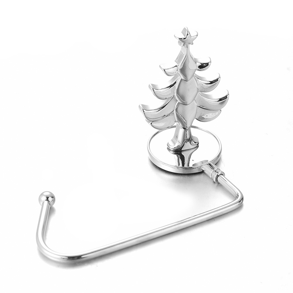 Kait Holder Penyimpanan Bentuk Kaos Kaki Snowflake Snowman Natal Warna Silver Untuk Dekorasi Perapian