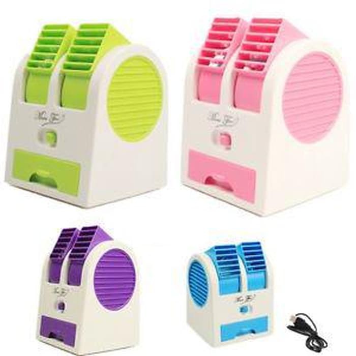 Ac Duduk Double Mini Fan Ac Portable Double Blower Kipas Mini Usb