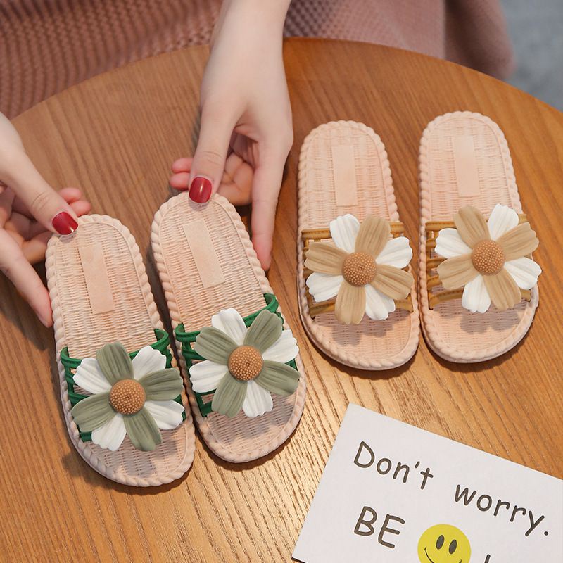 Sandal Slop Fashion Couple Bunga Anak Dewasa Wanita Import S2