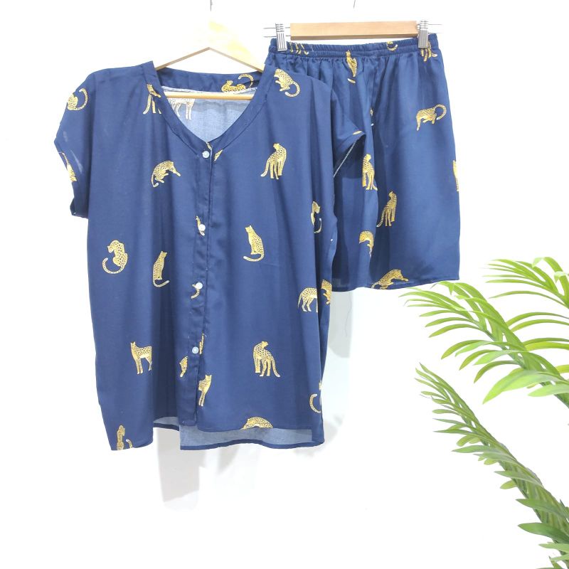 PIYAMA PENDEK RAYON | PIYAMA KANCING | BAJU RUMAHAN MURAH-TB D