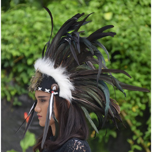 TOPI INDIAN-INDIAN HEADDRESS MOHAWK PERMATA WARNA