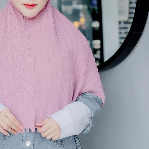 ✲ ORI NIRMALA Bergo Plisket Padi Ceruty Babydoll Non pet Hijab instan Maryam Prisket Tali ☄